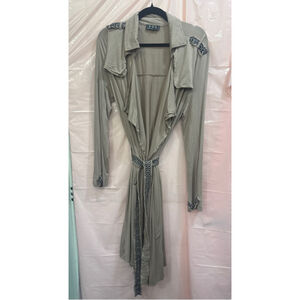 Women's POL Taupe Cardigan with Black Embroidery M